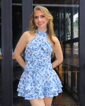 CONJUNTO BLUSA Y POLLERA CELINE AZURE BLOOM