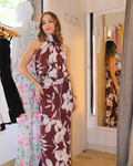CONJUNTO BLUSA Y POLLERA MAXI INES BORDEAUX BLOOM