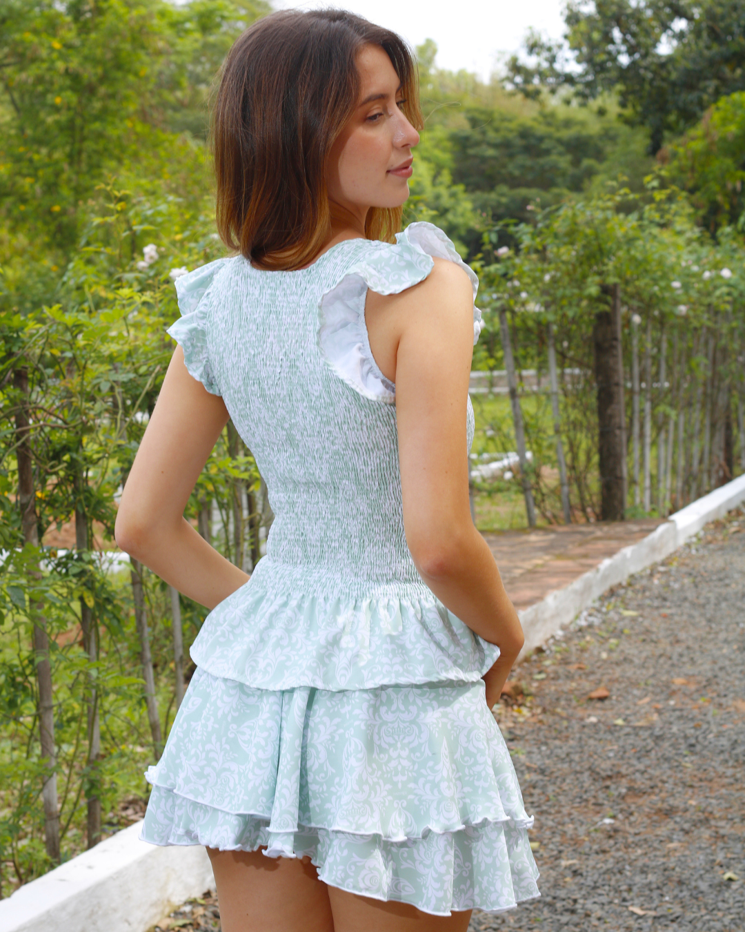 CONJUNTO BLUSA Y POLLERA CAROLINE GREEN LIGHT
