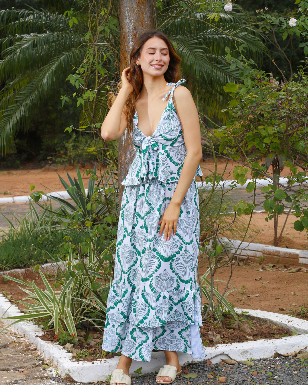 CONJUNTO BLUSA Y POLLERA MAXI GRETTA NEW PALM