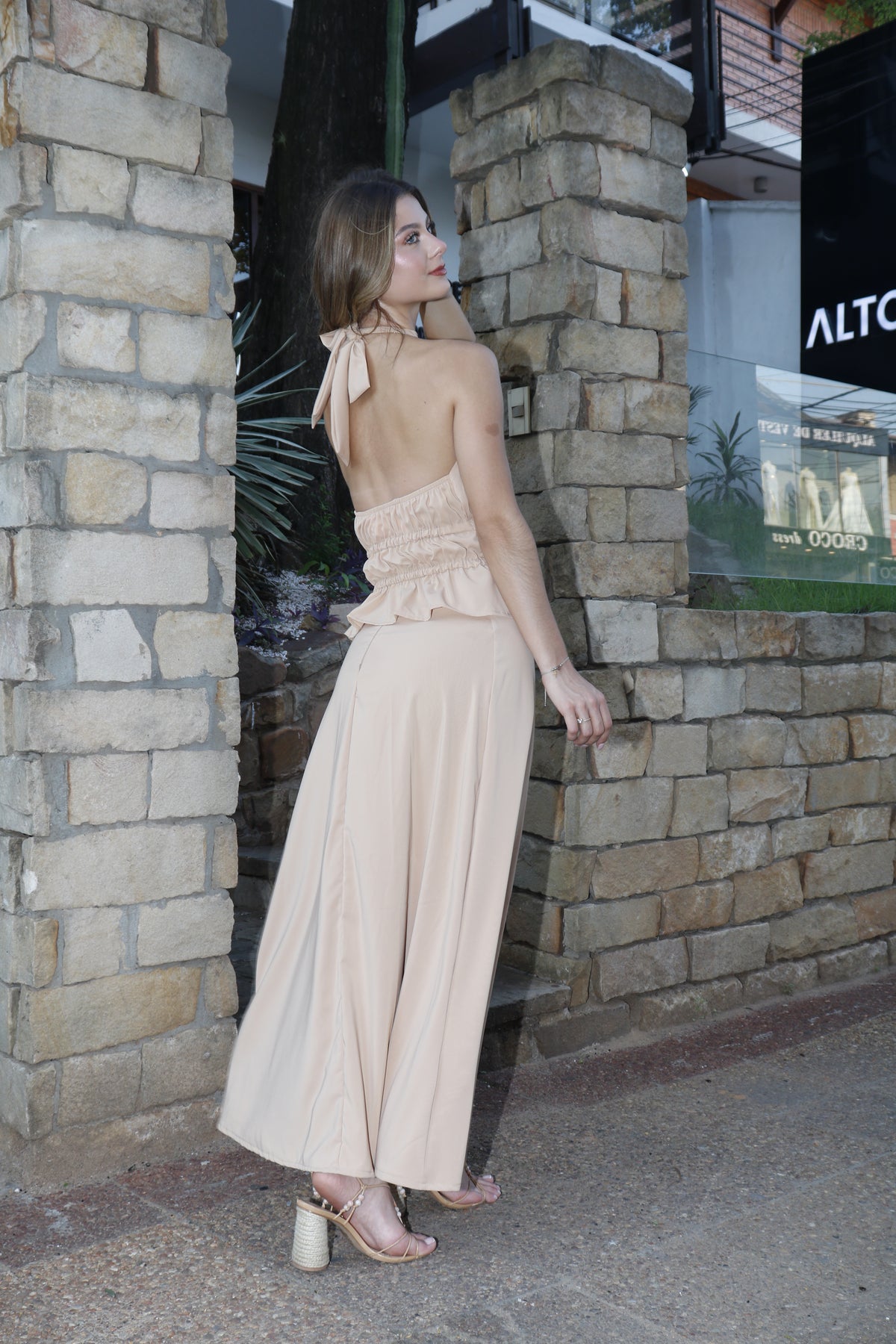 CONJUNTO BLUSA Y POLLERA MAXI MADISON BEIGE