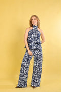 Conjunto Iris Blue Navy Blusa Pantalon