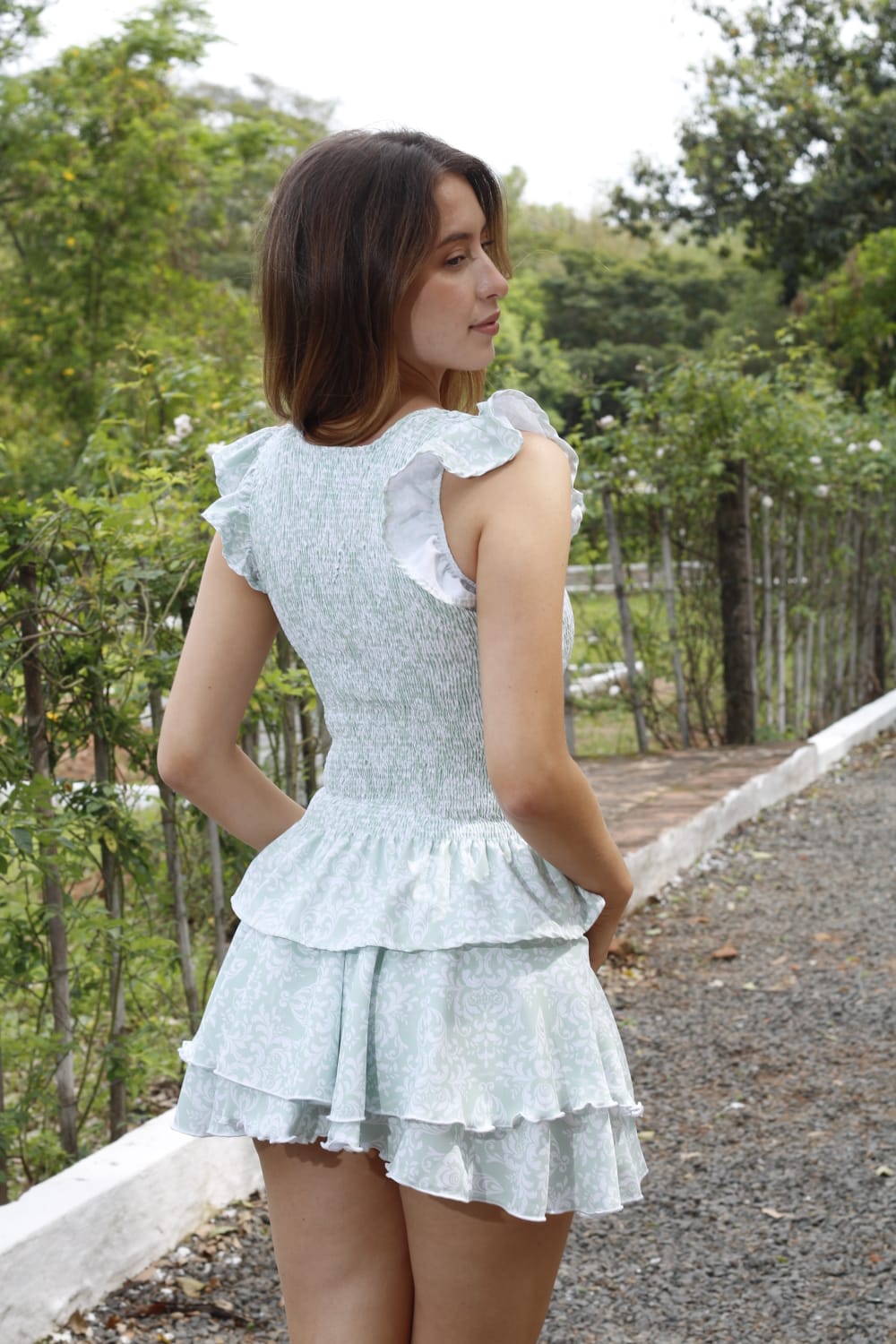 CONJUNTO BLUSA Y POLLERA CAROLINE GREEN LIGHT